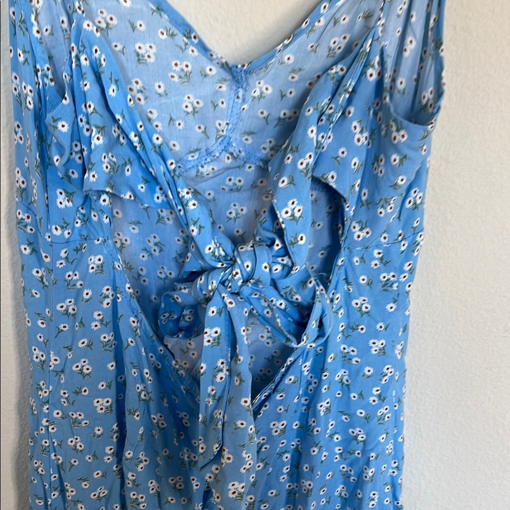 Blue Floral Spaghetti Strap Dress - Picture 4 of 4